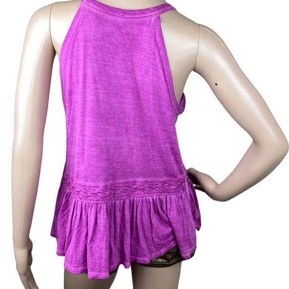 Alya Women's Fuchsia Pink Sleeveless Scoop Neck Pullover Ruffled Tank Top Size M - Picture 5 of 7